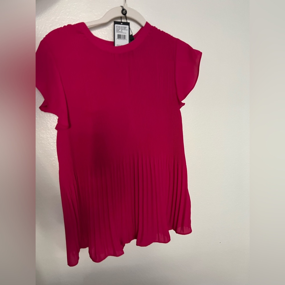 ADRIANNA PAPELL Pleated Blouse- Pink